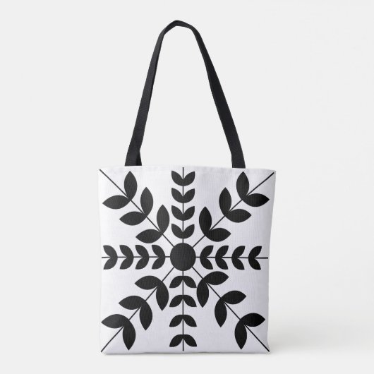 Floral Pattern abstract Black and White Mandala Tote Bag (Achterkant)