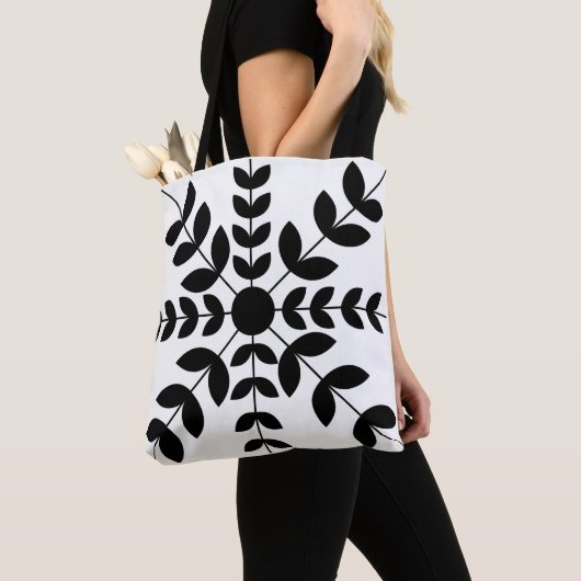 Floral Pattern abstract Black and White Mandala Tote Bag (Dichtbij)