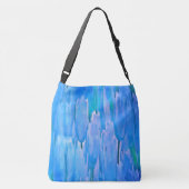 Floral Pattern Abstracte Franse blauwe tulpen Crossbody Tas (Achterkant)