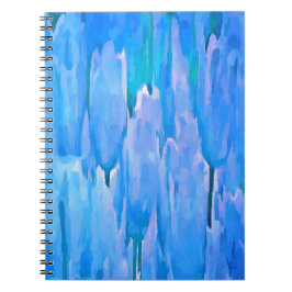 Floral Pattern Abstracte Franse blauwe tulpen Notitieboek
