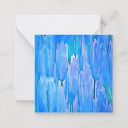 Floral Pattern Abstracte Franse blauwe tulpen Notitiekaartje (Voorkant)