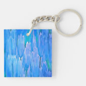 Floral Pattern Abstracte Franse blauwe tulpen Sleutelhanger (Achterkant)