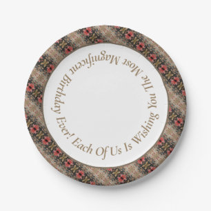 Floral Pattern Accented Papieren Bordje