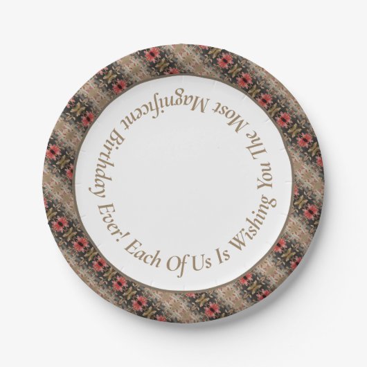 Floral Pattern Accented Papieren Bordje (Voorkant)