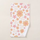 Floral Pattern and Plain Pink Towel Set Bad Handdoek (Handdoek)