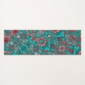 Floral Pattern, Aqua, Teal, Turquoise and Gray Yogamat (Achterkant (horizontaal))