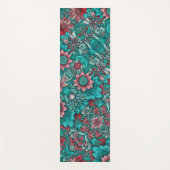 Floral Pattern, Aqua, Teal, Turquoise and Gray Yogamat (Voorkant)