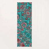 Floral Pattern, Aqua, Teal, Turquoise and Gray Yogamat (Achterkant)
