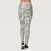  Floral Pattern Art Leggings in Grijs (Achterkant)