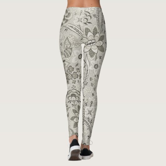  Floral Pattern Art Leggings in Grijs (Achterkant)