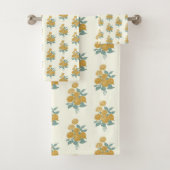  Floral Pattern Autumn Mustard Yellow Bad Handdoek (Insitu)