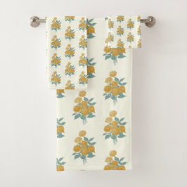  Floral Pattern Autumn Mustard Yellow Bad Handdoek