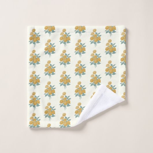  Floral Pattern Autumn Mustard Yellow Bad Handdoek (Wasdoekje)