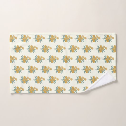  Floral Pattern Autumn Mustard Yellow Bad Handdoek (Handdoek)