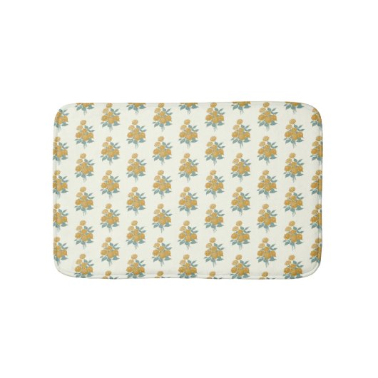  Floral Pattern Autumn Mustard Yellow Badmat (Voorkant)