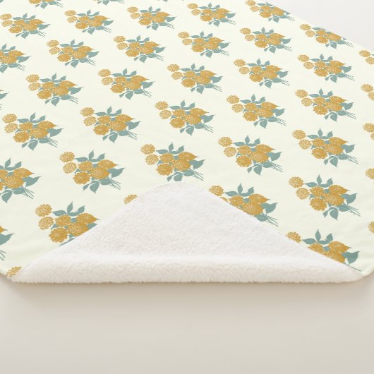 Floral Pattern Autumn Mustard Yellow Sherpa Deken (3/4)