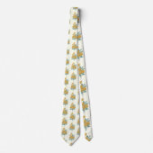 Floral Pattern Autumn Mustard Yellow Stropdas (Voorkant)