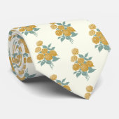 Floral Pattern Autumn Mustard Yellow Stropdas (Opgerold)