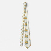 Floral Pattern Autumn Mustard Yellow Stropdas (Achterkant)