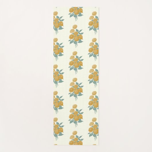  Floral Pattern Autumn Mustard Yellow Yogamat (Voorkant)