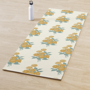 Floral Pattern Autumn Mustard Yellow Yogamat