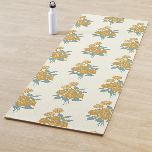  Floral Pattern Autumn Mustard Yellow Yogamat (In situ)