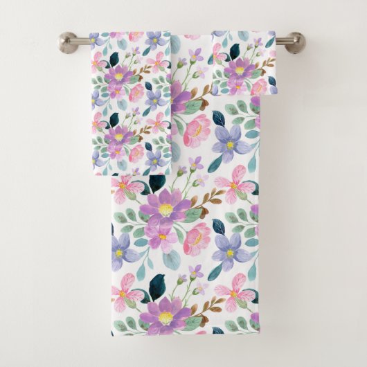 Floral Pattern Bad Handdoek (Insitu)
