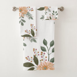 Floral Pattern Bath Towel Set Bad Handdoek