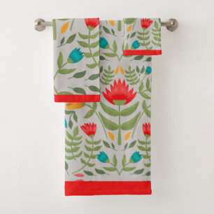 Floral Pattern Bathroom Bath Towel Set Bad Handdoek