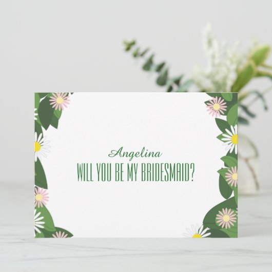 Floral Pattern Ben je mijn bruidsmeisje? Kaart (Staand voorkant)