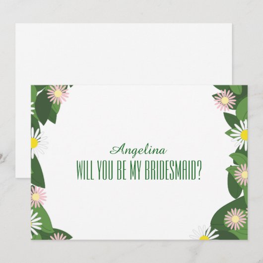 Floral Pattern Ben je mijn bruidsmeisje? Kaart (Voorkant / Achterkant)