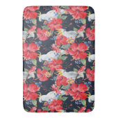 Floral Pattern Birds Flowers Foliage Red Hibiscus Badmat (Voorkant Verticaal)