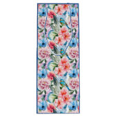 Floral Pattern Birds Foliage Flowers Green Blue Wijn Cadeautas (Achterkant)