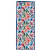 Floral Pattern Birds Foliage Flowers Green Blue Wijn Cadeautas (Voorkant)