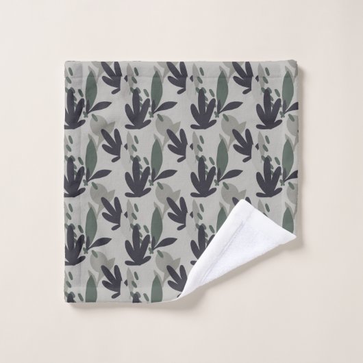 Floral Pattern Black and Green Camouflage Bad Handdoek (Wasdoekje)