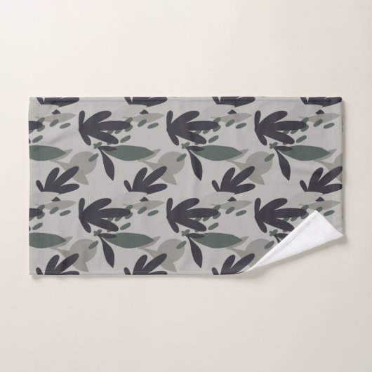 Floral Pattern Black and Green Camouflage Bad Handdoek (Handdoek)