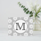 Floral Pattern, Black and White Custom Monogram. Briefkaart (Staand voorkant)