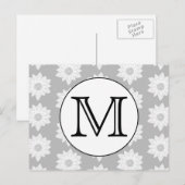 Floral Pattern, Black and White Custom Monogram. Briefkaart (Voorkant / Achterkant)
