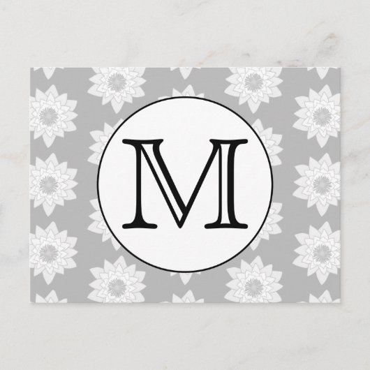 Floral Pattern, Black and White Custom Monogram. Briefkaart (Voorkant)