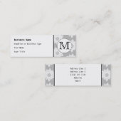 Floral Pattern, Black and White Custom Monogram. Mini Visitekaartje (Voorkant / Achterkant)