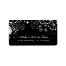 Floral Pattern Black/White - Adresetiketten
