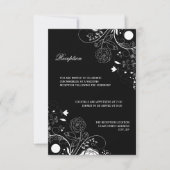 Floral Pattern Black/White - Reception Invitation Kaart (Voorkant)