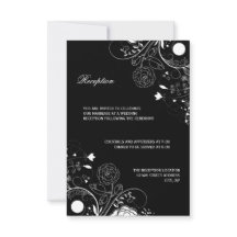 Floral Pattern Black/White - Reception Invitation