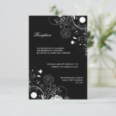 Floral Pattern Black/White - Reception Invitation Kaart (Staand voorkant)
