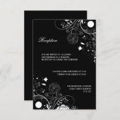 Floral Pattern Black/White - Reception Invitation Kaart (Voorkant / Achterkant)