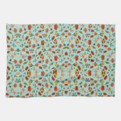 Floral pattern blanket with a light blue backgroun theedoek (Horizontaal)