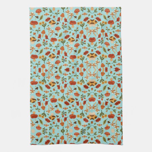Floral pattern blanket with a light blue backgroun theedoek (Verticaal)