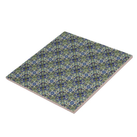 Floral Pattern blauw Tegeltje (Zijkant)