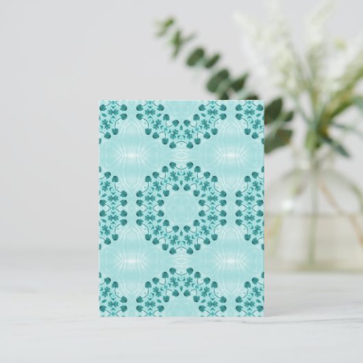 Floral Pattern, Blauwgroen blauw Briefkaart (Staand voorkant)