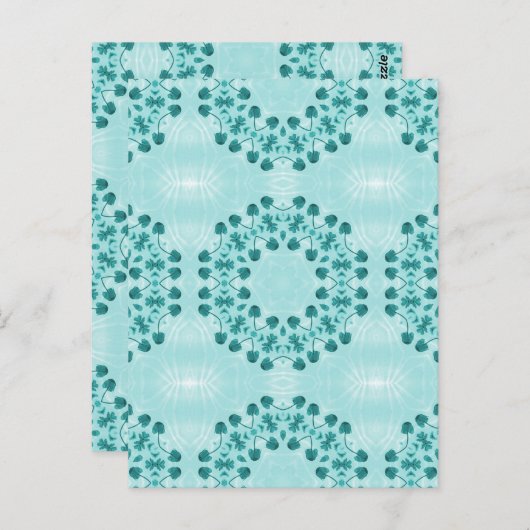 Floral Pattern, Blauwgroen blauw Briefkaart (Voorkant / Achterkant)